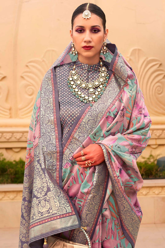 Radiant Weaving Work On Multi Color Art Silk Fabric Saree