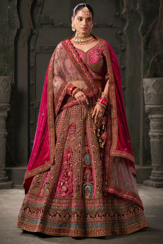 Rani Color Glorious Bridal Lehenga In Lycra Velvet Fabric