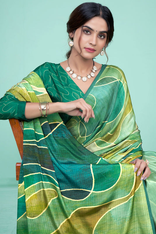 Soothing Crepe Fabric Casual Printed Work Saree In Multi Color