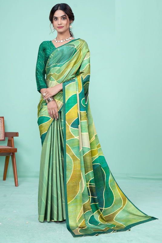 Soothing Crepe Fabric Casual Printed Work Saree In Multi Color