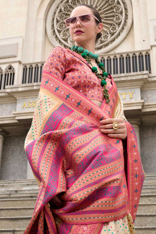 Rani Color Weaving Work On Function Wear Stunning Silk Saree