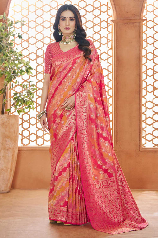 Mesmeric Multi Color Weaving Work On Banarasi Silk Saree