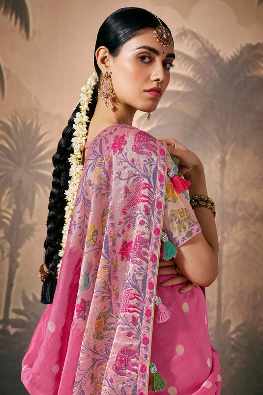 Pink Silk Fabric Saree