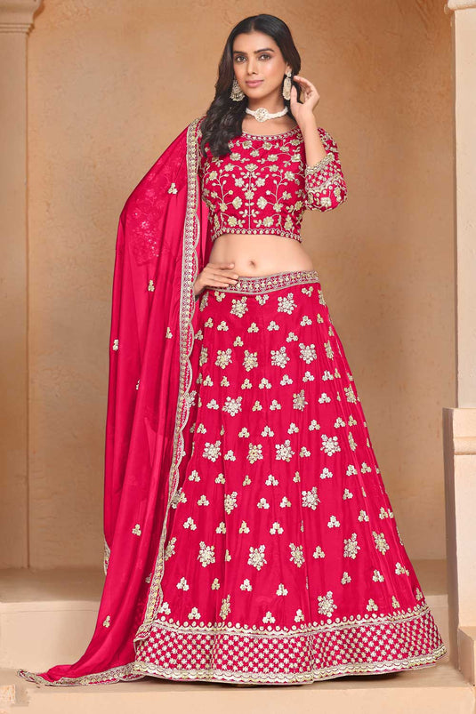 Beguiling Rani Color Organza Fabric Lehenga