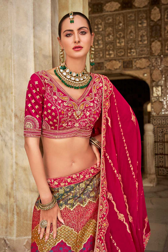 Wedding Wear Banarasi Silk Multi Color Magnificent Bridal Lehenga