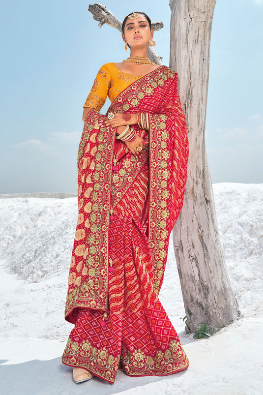 Red Elegant Wedding Wear Patola Saree