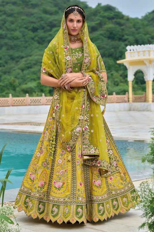 Graceful Green Designer Bridal Silk Lehenga Choli