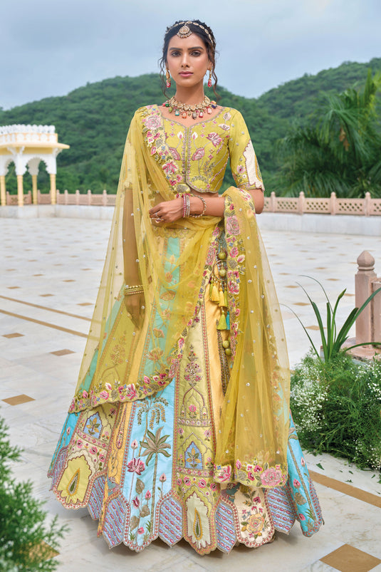 Beautiful Multi Color Pure Silk Bridal Lehenga Choli