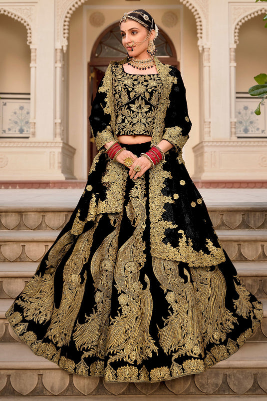 Black Shine Heavy Bridal Lehenga Set