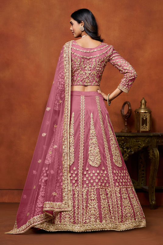 Ethereal Pink Net Wedding Lehenga Choli