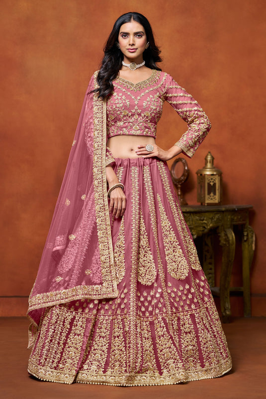 Ethereal Pink Net Wedding Lehenga Choli