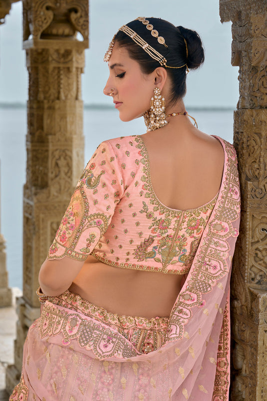 Radiant Pink Heavy Embroidered Bridal Lehenga Choli