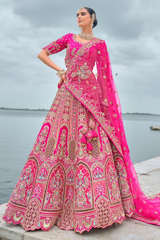 Blush Rani Heavy Embroidered Bridal Lehenga Choli With Double Dupatta