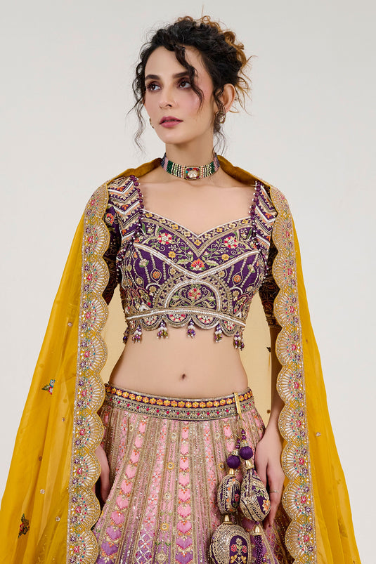 Mystic Purple Pure Silk Embroidered Readymade Lehenga Choli