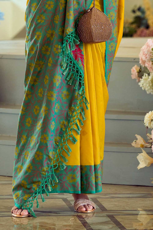 Yellow Color Pleasant Banarsi Style Silk Saree