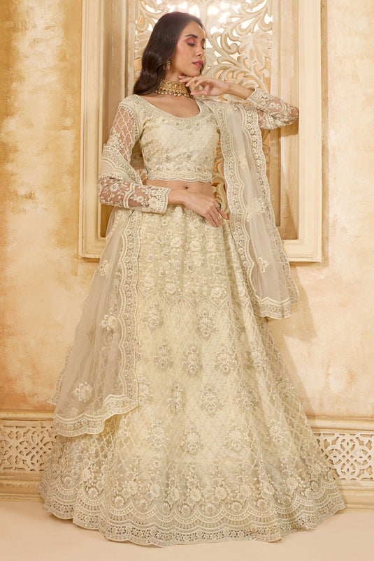 Elegance Off White Wedding Wear Lehenga Choli