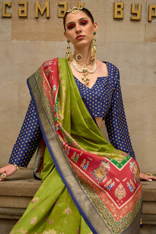 Radiant Green Color Viscose Fabric Printed Saree