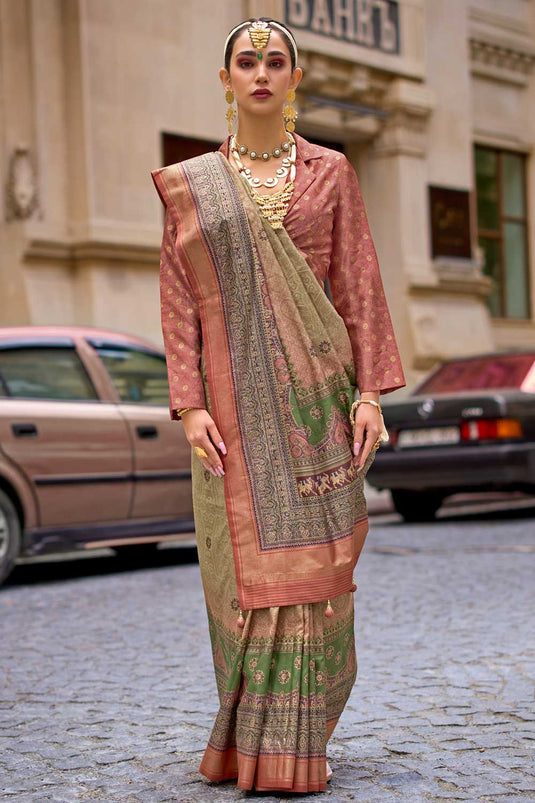 Olive Color Viscose Fabric Beatific Printed Saree