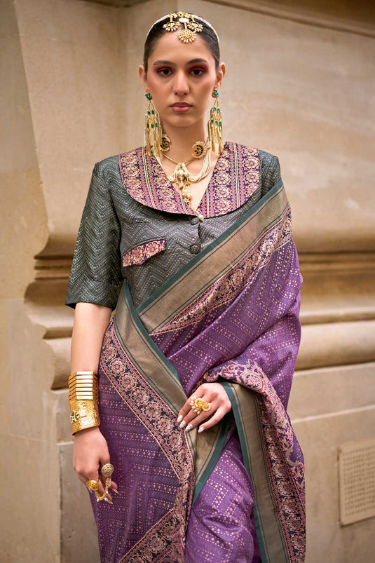 Beguiling Purple Color Viscose Fabric Printed Saree