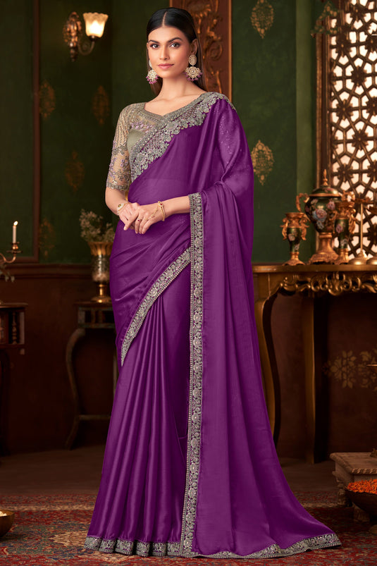 Radiance Purple Lace Border Saree