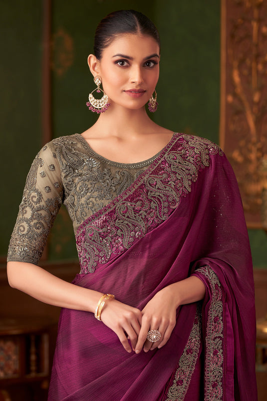 Grace Magenta Embellished Saree