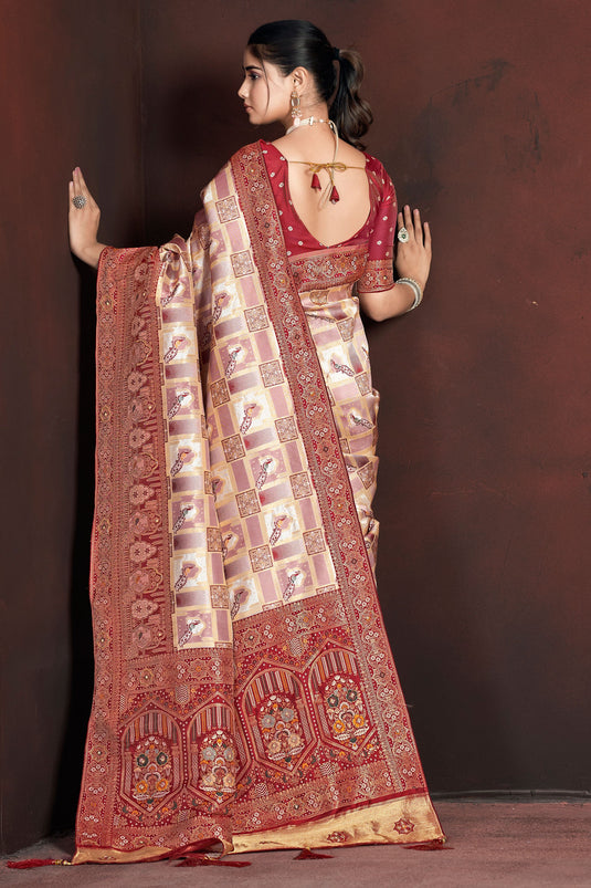 Celestial Maroon Weave Art Silk Saree