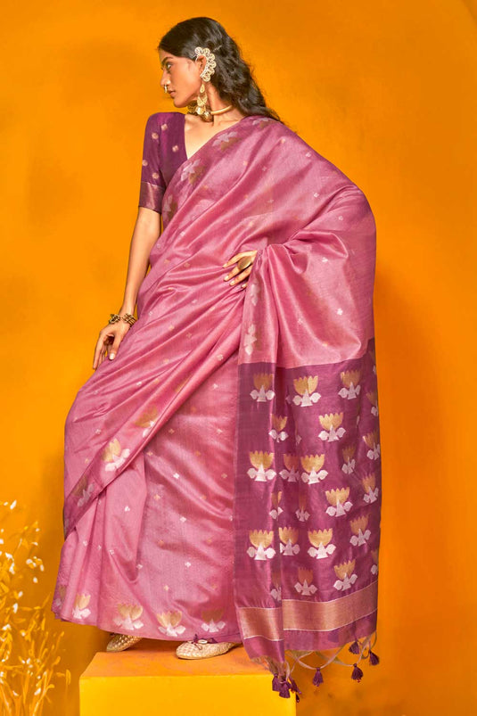 Pink Color Pleasant Art Silk Printed Saree