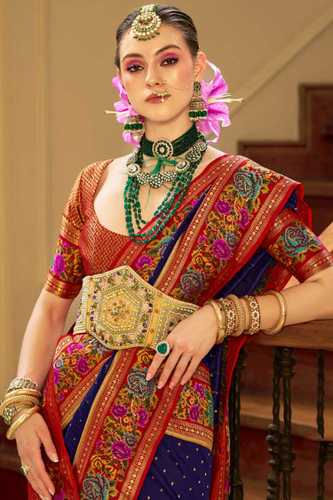 Blue Color  Banarasi Silk Saree Royal Jacquard Touch