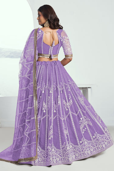 Net Fabric Lavender Color Sangeet Wear Lehenga Choli