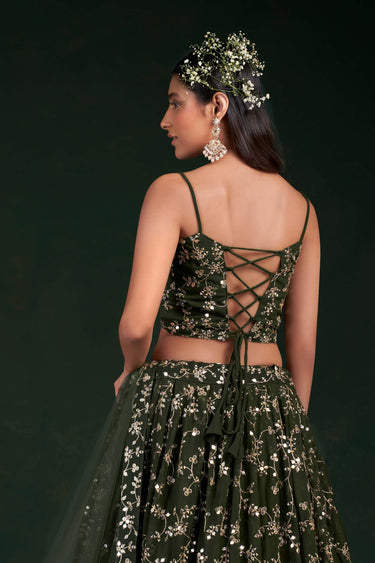 Olive Green Designer Function Wear Lehenga Choli