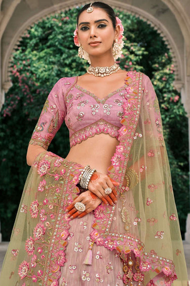 Pink Color Wedding Wear Art Silk Fabric Charismatic Lehenga Choli