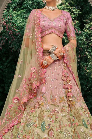 Pink Color Wedding Wear Art Silk Fabric Charismatic Lehenga Choli