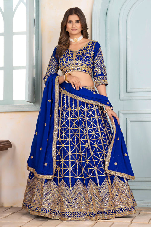 Blue Embroidered Lehenga Choli