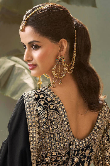Art Silk Embroidered Black Saree For Function Wear
