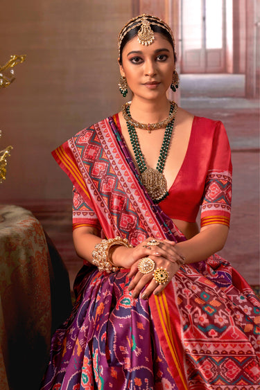 Purple Festive Wear Art Silk Patola Printed Saree
