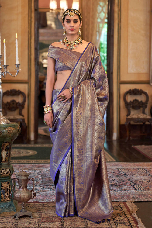 Art Silk Weaving Work Navy Blue Function Wear Saree