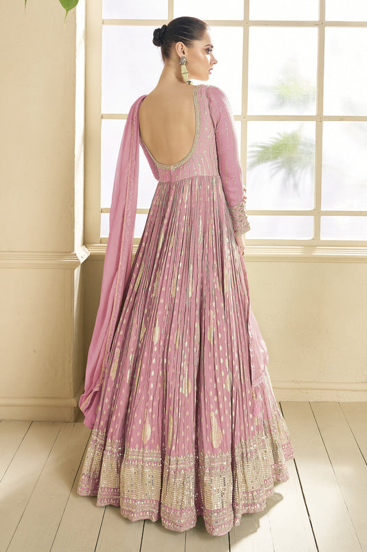 Eugeniya Belousova Viscose Fabric Pink Color Elegant Anarkali Suit