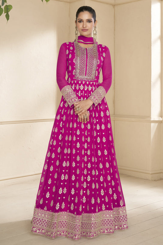 Vartika Singh Tempting Georgette Magenta Color Function Wear Anarkali Suit