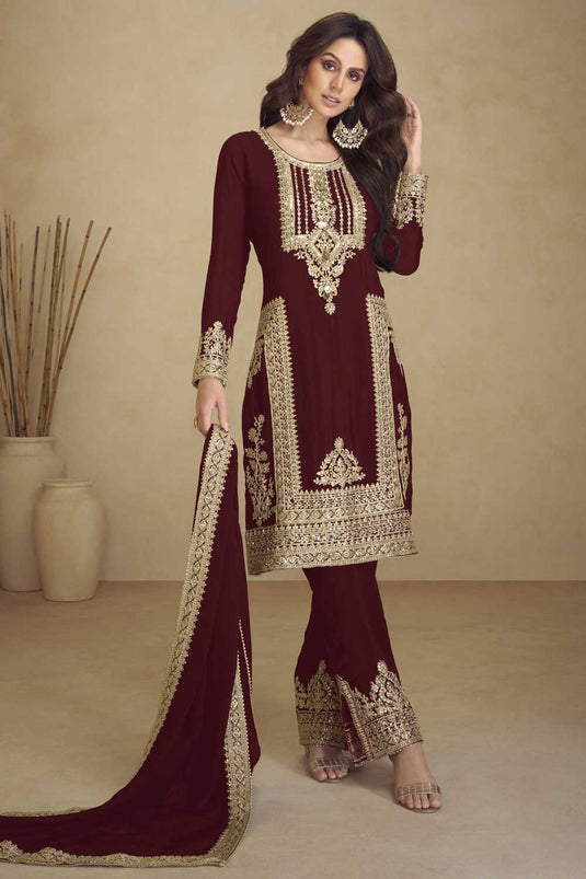 Maroon Color Inventive Georgette Salwar Suit