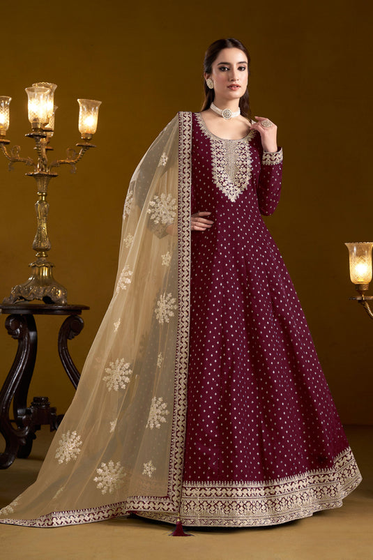 Maroon Color Anarkali Salwar Suit