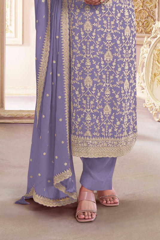 Prachi Desai Dazzling Georgette Purple Color Salwar Suit