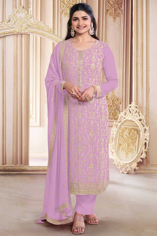 Prachi Desai Radiant Lavender Color Georgette Salwar Suit