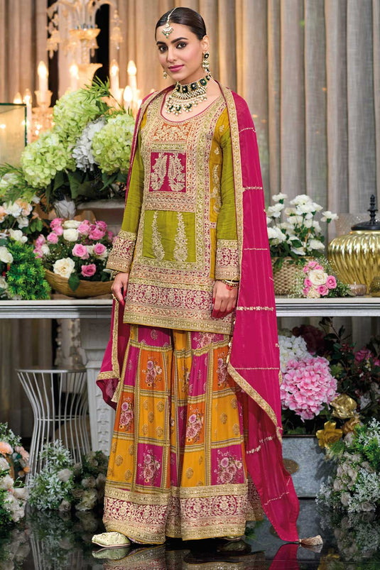 Phenomenal Multi Color Chinon Fabric Readymade Sharara Suit