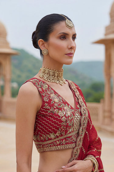 Royal Multi Color Heavy Embroidery Bridal Look Silk Lehenga Choli