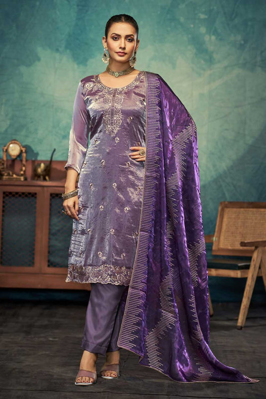 Incredible Fancy Fabric Purple Color Function Wear Salwar Suit