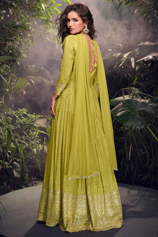 Vartika Singh Green Color Fashionable Viscose Silk Gown With Dupatta