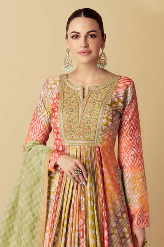 Radiant Multi Color Readymade Anarkali Style Gown With Dupatta