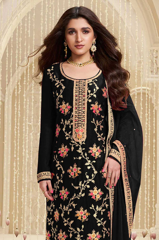 Nidhi shah Excellent Viscose Fabric Black Color Salwar Suit