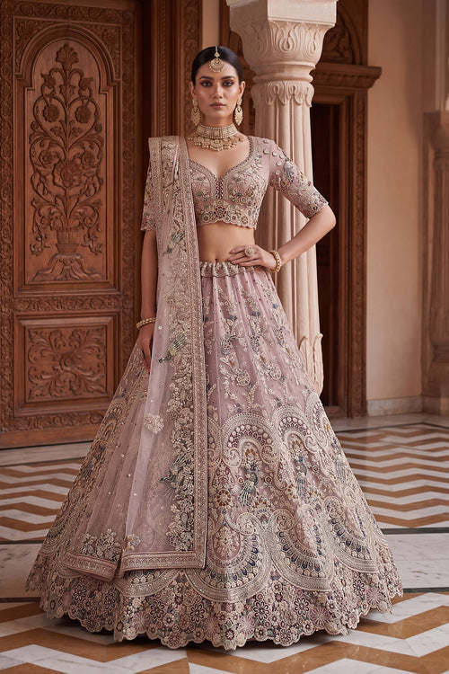 Royal Net Pink Sangeet Wear Lehenga Choli
