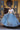Weaving Work Sky Blue Art Silk Readymade Skirt With Crop Top